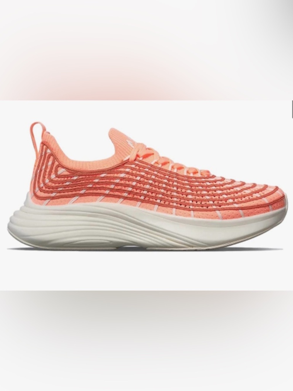 $350 APL Men's NEON PEACH TechLoom Zipline Knit Cushion Performance Sneakers